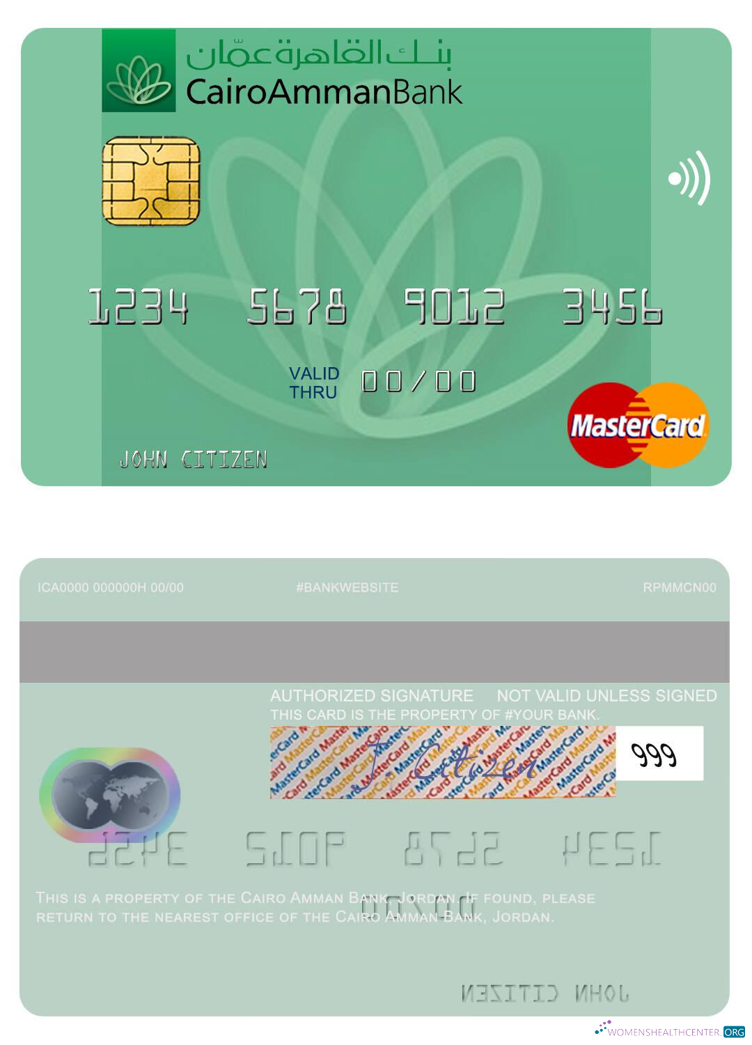 Download Jordan Cairo Amman Bank mastercard Photoshop template